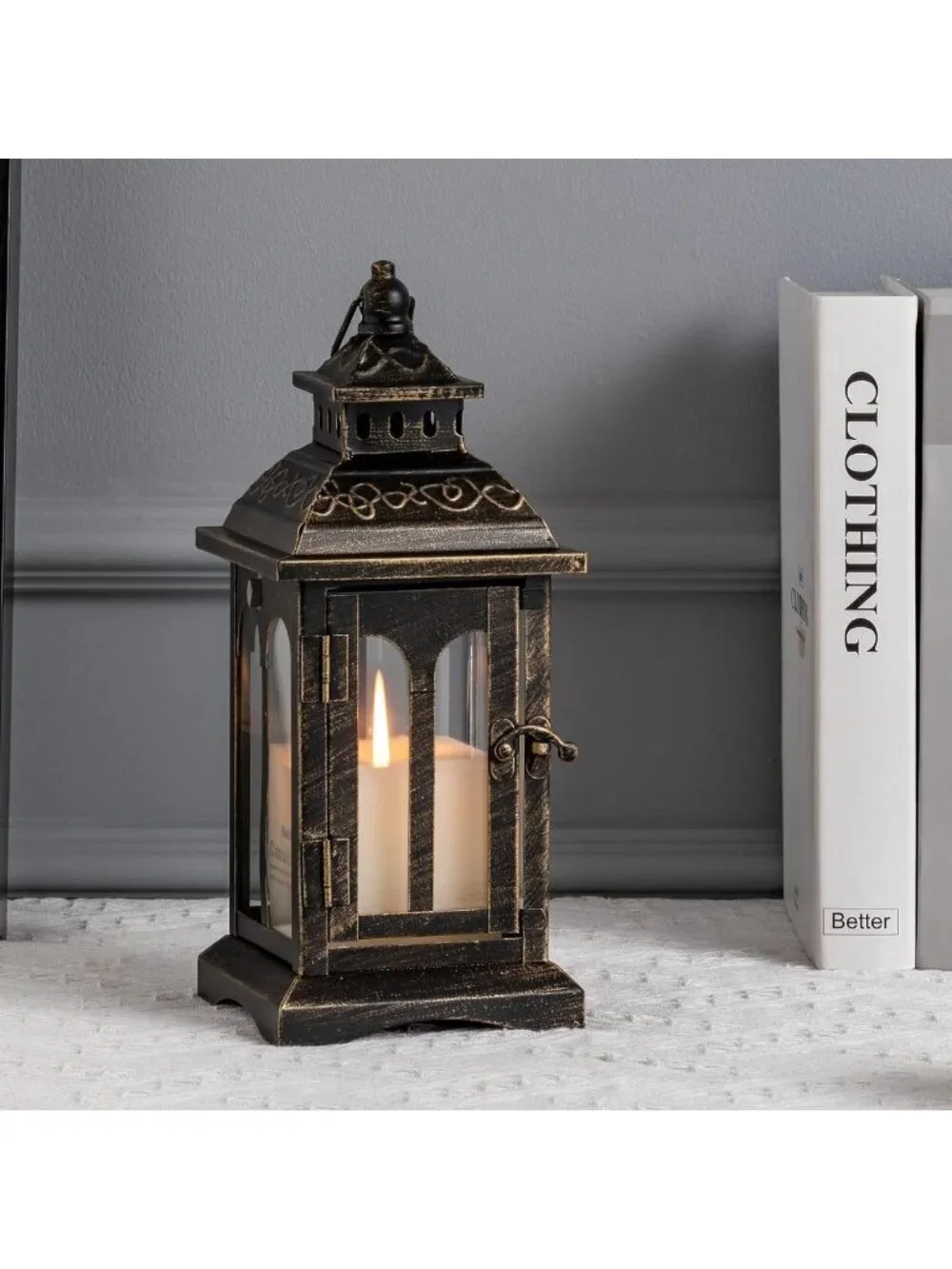 Vintage Metal Candle Lantern - Decorative Indoor/Outdoor Hanging Light for Home